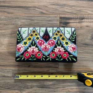 Lulu Guinness Clutch.  Floral Embossing